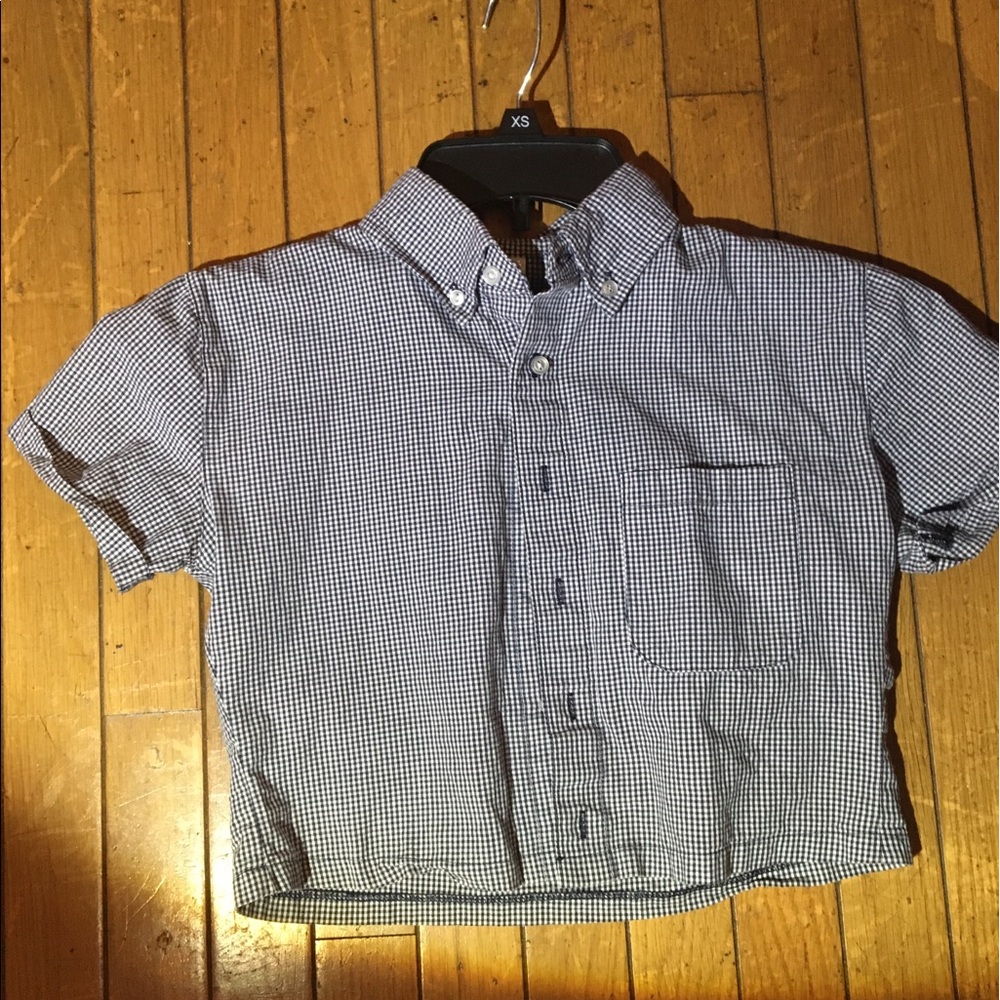 American apparel crop top button down gingham